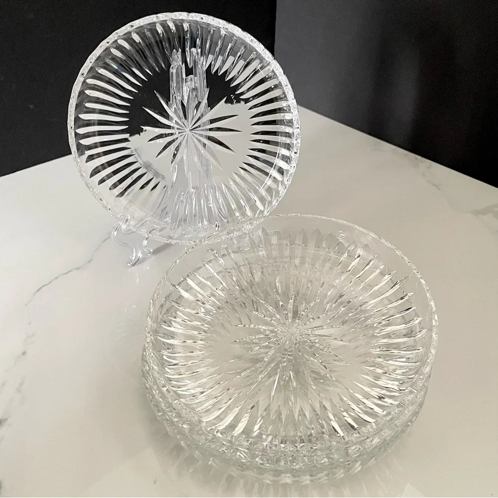 SET of 4 Crystal Party Plates - Kosta Boda